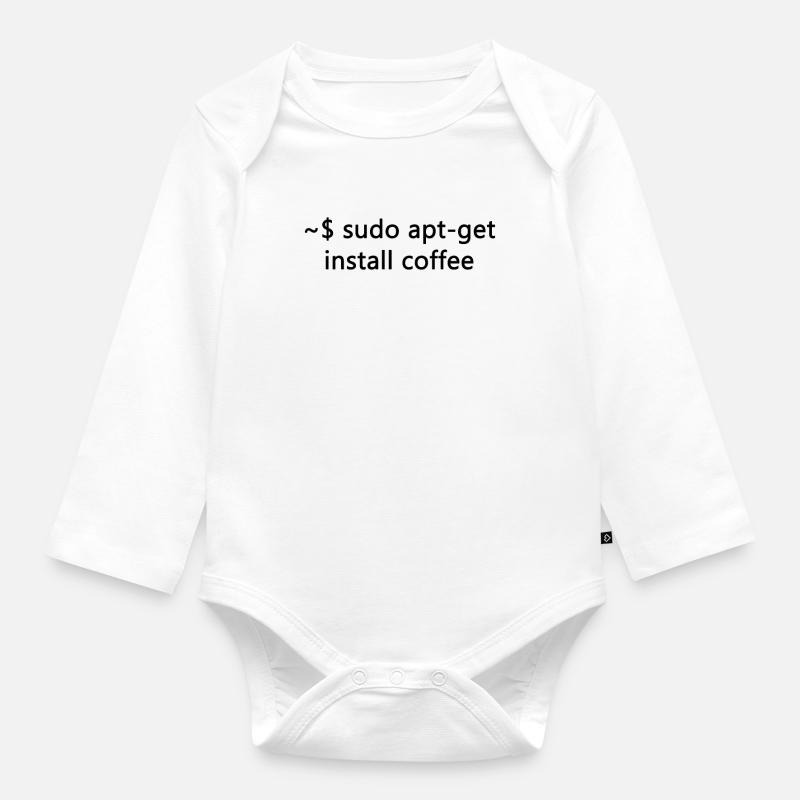 Sysadmin Linux Sudo Apt-Get Kaffee Programmierer - Baby Bio-Langarm-Body - Weiß
