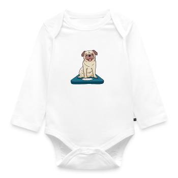Help my dog or pug is overweight - Organic Longsleeve Baby Bodysuit - white - Front