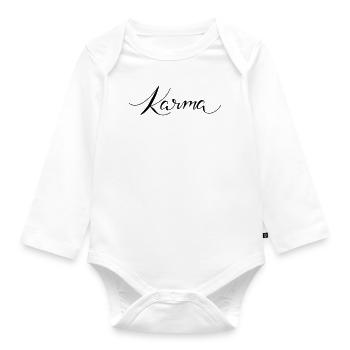 Karma-Schriftzug - Baby Bio-Langarm-Body - Weiß - Vorne