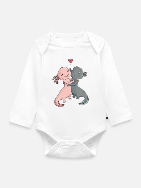 Axolotl Love - Baby Bio-Langarm-Body - Weiß
