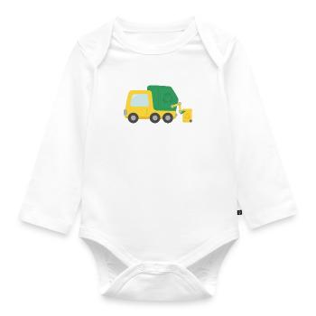 Kleiner Müllrecycling-LKW - Baby Bio-Langarm-Body - Weiß - Vorne