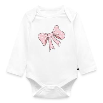 pink bow - Organic Longsleeve Baby Bodysuit - white - Front