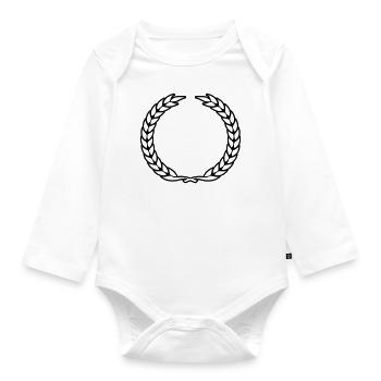 laurel wreath symbol - Organic Longsleeve Baby Bodysuit - white - Front