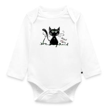 Chat heureux - chat heureux amoureux - Body Bébé bio manches longues - blanc - Devant