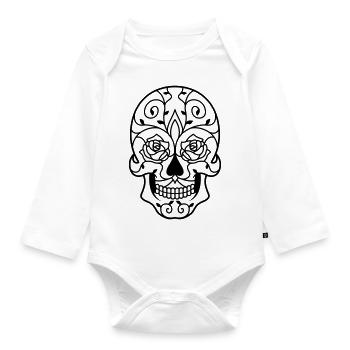 Totenkopf mit Ranken - Baby Bio-Langarm-Body - Weiß - Vorne