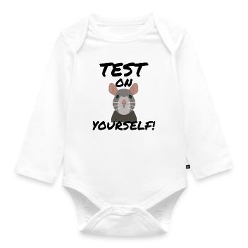 Animal experiments Animal welfare | Test On Yourself - Organic Longsleeve Baby Bodysuit - white - Front