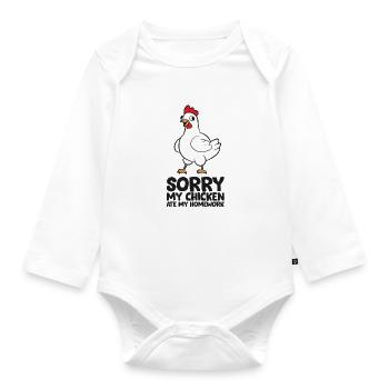 Sorry My Chicken Ate My Homework Kids Homework - Organic Longsleeve Baby Bodysuit - white - Front