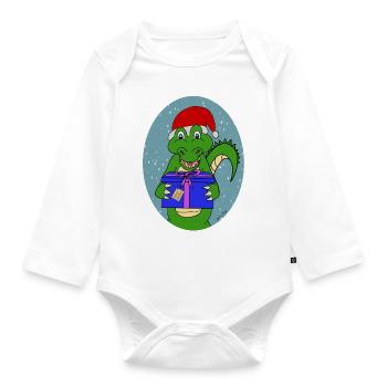Christmasgator - Organic Longsleeve Baby Bodysuit - white - Front