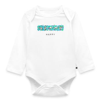 happy - DGS Streetwear - Body Bébé bio manches longues - blanc - Devant