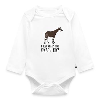 Okapi Lovers J’aime vraiment Okapis - Body Bébé bio manches longues - blanc - Devant