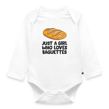 Baguette Girl Just a Girl Who Loves Baguettes - Organic Longsleeve Baby Bodysuit - white - Front