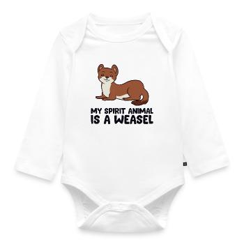 Funny Weasel Lover My Spirit Animal Is A Weasel - Organic Longsleeve Baby Bodysuit - white - Front
