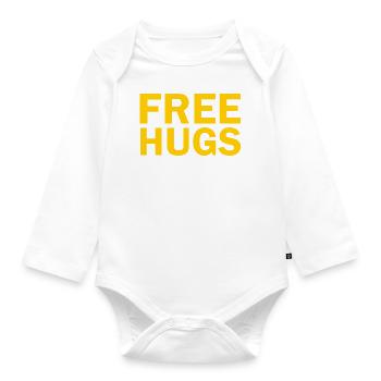 Free hugs - Organic Longsleeve Baby Bodysuit - white - Front