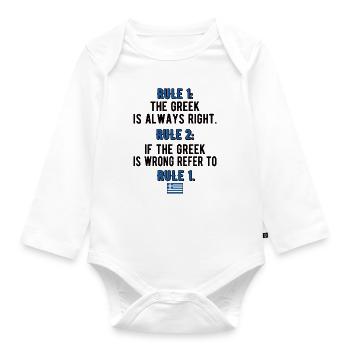 Greek Greece Flag Greek Roots - Organic Longsleeve Baby Bodysuit - white - Front