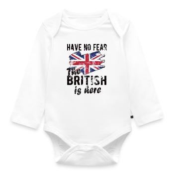 British Great Britain Origin British flag - Organic Longsleeve Baby Bodysuit - white - Front