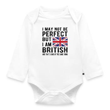 British Great Britain Flag British origin - Organic Longsleeve Baby Bodysuit - white - Front