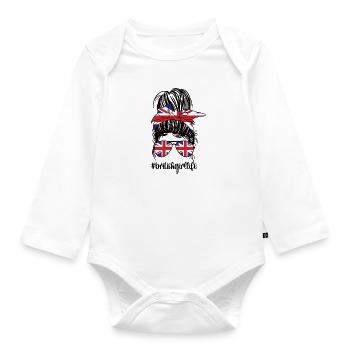 British Great Britain Flag British roots - Organic Longsleeve Baby Bodysuit - white - Front