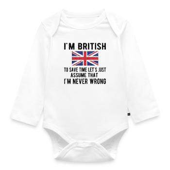 British Great Britain Origin British flag - Organic Longsleeve Baby Bodysuit - white - Front