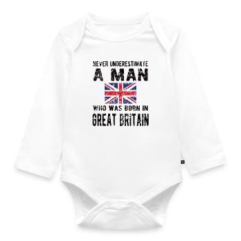 British Great Britain Origin British flag - Organic Longsleeve Baby Bodysuit - white - Front