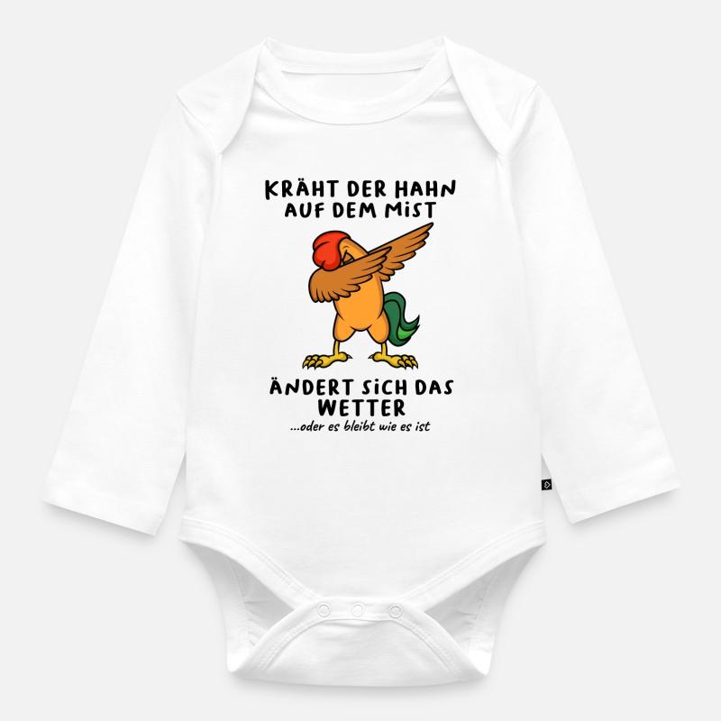Kräht der Hahn auf dem Mist Dab - Baby Bio-Langarm-Body - Weiß