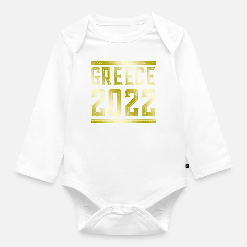 Grèce 2022 Or - Body Bébé bio manches longues - blanc
