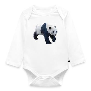 Ours panda géant - Body Bébé bio manches longues - blanc - Devant