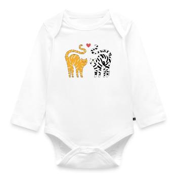 Katzenpaar I Design by Baddeldaddel - Baby Bio-Langarm-Body - Weiß - Vorne