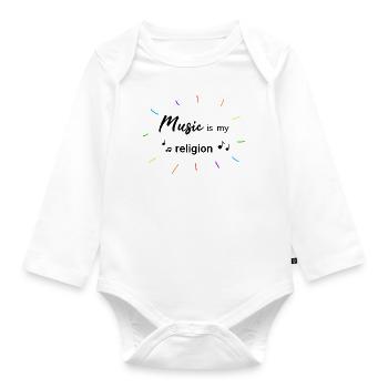 music is my religion - Baby Bio-Langarm-Body - Weiß - Vorne