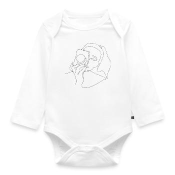 Fotografin Lineart Minimalismus Handgezeichnet - Baby Bio-Langarm-Body - Weiß - Vorne