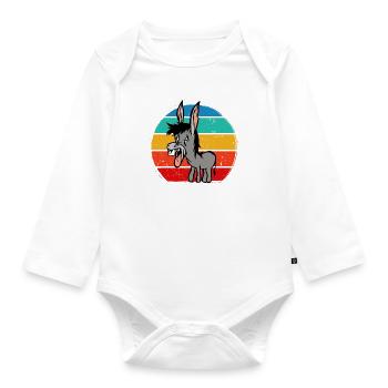 Ich bin nicht stur - nur meinungsstabil Esel - Baby Bio-Langarm-Body - Weiß - Vorne
