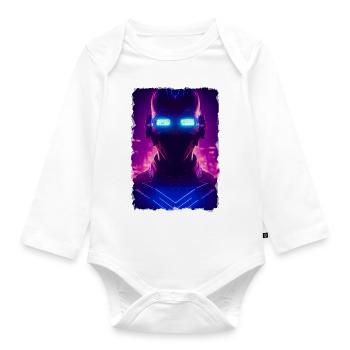 Sci-Fi Neonpunk - Baby Bio-Langarm-Body - Weiß - Vorne