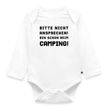 bitte nicht ansprechen camping - Baby Bio-Langarm-Body - Weiß - Vorne