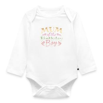 MUM OF THE BIRTHDAY BOY - BIRTHDAY PARTY - Organic Longsleeve Baby Bodysuit - white - Front