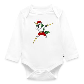 unique christmas Christmas unicorn unicorn dab - Organic Longsleeve Baby Bodysuit - white - Front