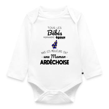 Bébés égaux meilleurs ont une maman Ardéchoise - Body Bébé bio manches longues - blanc - Devant