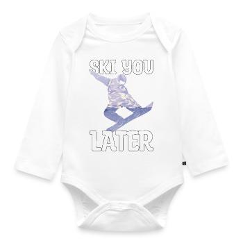 Snowboarder snowboarding mountain snow gift - Organic Longsleeve Baby Bodysuit - white - Front