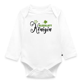 Kleeblatt Königin | Irland St Patrick grün Expat - Baby Bio-Langarm-Body - Weiß - Vorne