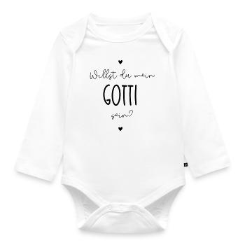 Willst du mein Gotti sein? - Baby Bio-Langarm-Body - Weiß - Vorne