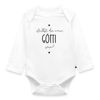 Willst du mein Götti sein? - Baby Bio-Langarm-Body - Weiß - Vorne