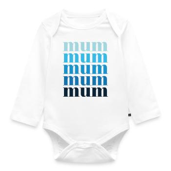 mum blue - Organic Longsleeve Baby Bodysuit - white - Front