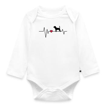 Herzschlag Hund Beagle - Baby Bio-Langarm-Body - Weiß - Vorne