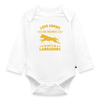 Love knows no bounds with Labradors - Organic Longsleeve Baby Bodysuit - white - Front