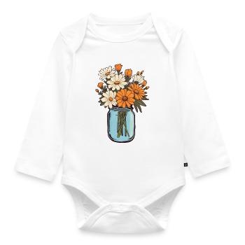 Einmachglas Blumen - Baby Bio-Langarm-Body - Weiß - Vorne