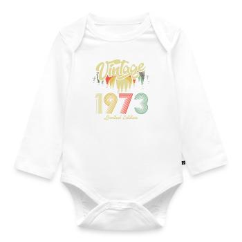 1973 Birthday born in 1973 Retro Vintage - Organic Longsleeve Baby Bodysuit - white - Front