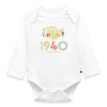 1940 Anniversaire né en 1940 Rétro Vintage - Body Bébé bio manches longues - blanc - Devant