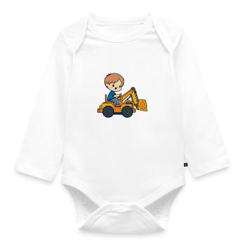 Christopher Vorname Bagger - Baby Bio-Langarm-Body - Weiß - Vorne