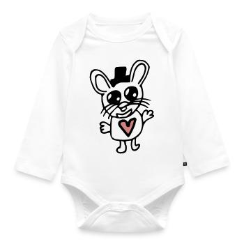 Fröhliche rdl Maus mit Herz Shirt - Baby Bio-Langarm-Body - Weiß - Vorne