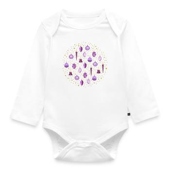 Xmas Galaxy Lila - Baby Bio-Langarm-Body - Weiß - Vorne