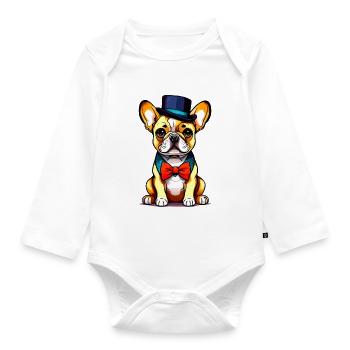 French Bulldog Chic Bulldog - Organic Longsleeve Baby Bodysuit - white - Front
