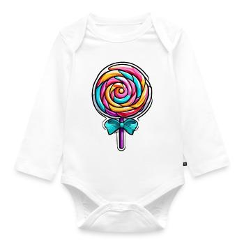 Sucette / Sucette / Bonbons / Lécher / Mignon - Body Bébé bio manches longues - blanc - Devant